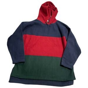 VTG Van Heusen For Her Fleece Hoodie Sweatshirt Colorblock 90s Sz XL Red Blue